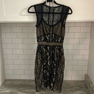 bebe black sleeveless lace dress, SZ XS